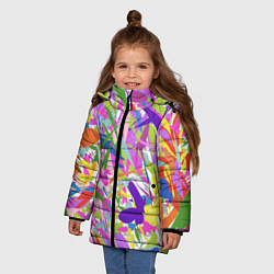 Куртка зимняя для девочки Сочные краски лета и бабочки, цвет: 3D-светло-серый — фото 2