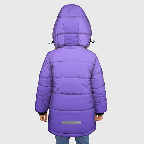 Зимняя куртка для девочки Красивый фиолетовый градиент с цветами / 3D-Черный – фото 4