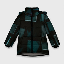Куртка зимняя для девочки Геометрические тёмные кубы, цвет: 3D-светло-серый