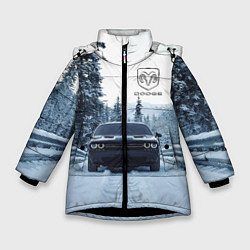 Куртка зимняя для девочки Dodge in winter forest, цвет: 3D-черный