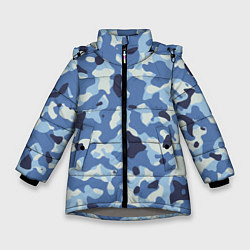 Куртка зимняя для девочки Камуфляж ВМФ цифра крупный, цвет: 3D-светло-серый