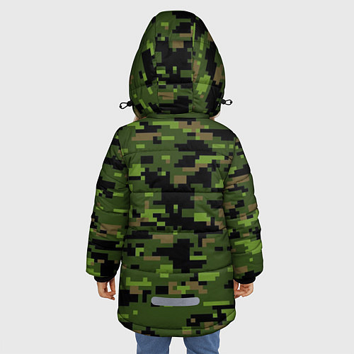 Зимняя куртка для девочки Камуфляж лесной пиксель / 3D-Черный – фото 4