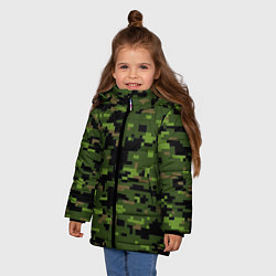 Куртка зимняя для девочки Камуфляж лесной пиксель, цвет: 3D-черный — фото 2