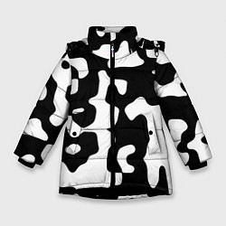 Куртка зимняя для девочки Камуфляж Cowskin крупный, цвет: 3D-черный