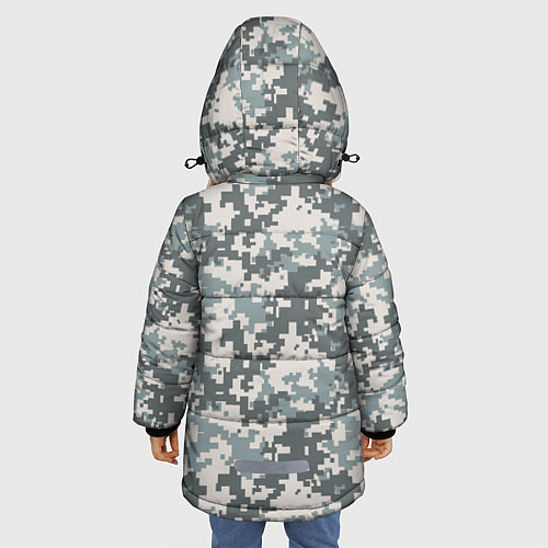 Зимняя куртка для девочки Камуфляж серый пиксель / 3D-Черный – фото 4