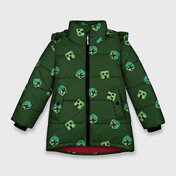 Куртка зимняя для девочки Minecraft - зеленые лица, цвет: 3D-красный