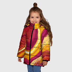 Куртка зимняя для девочки Бордово-оранжевый агат, цвет: 3D-черный — фото 2