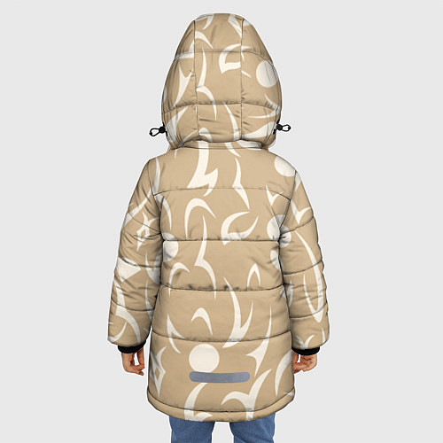 Зимняя куртка для девочки Абстрактные фигуры на кремовом фоне / 3D-Светло-серый – фото 4