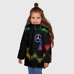 Куртка зимняя для девочки Mercedes - neon pattern, цвет: 3D-красный — фото 2