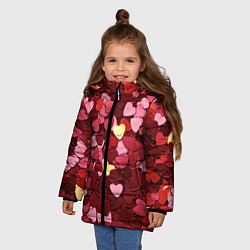 Куртка зимняя для девочки Куча разноцветных сердечек, цвет: 3D-черный — фото 2