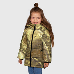 Куртка зимняя для девочки Золотая абстракция, цвет: 3D-черный — фото 2