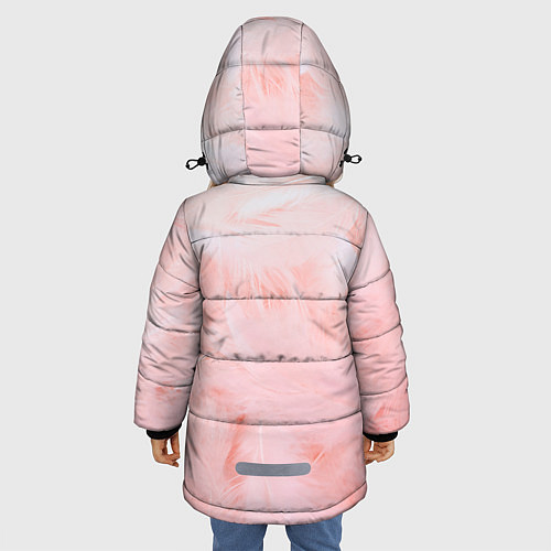 Зимняя куртка для девочки Aesthetic visual art pink feathers / 3D-Черный – фото 4