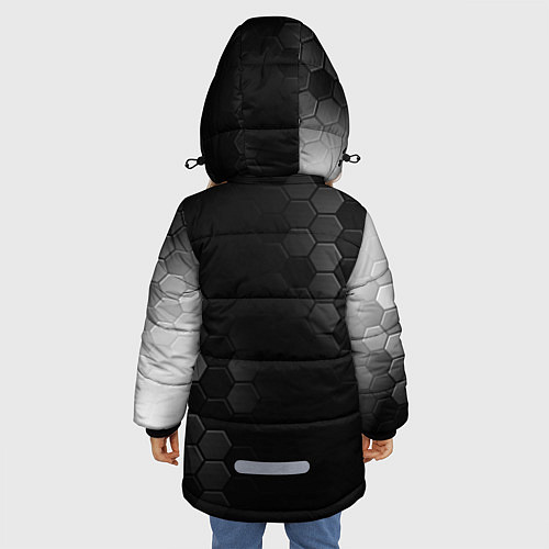 Зимняя куртка для девочки God of War glitch на темном фоне: надпись, символ / 3D-Черный – фото 4