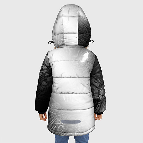 Зимняя куртка для девочки Free Fire glitch на светлом фоне: надпись, символ / 3D-Черный – фото 4