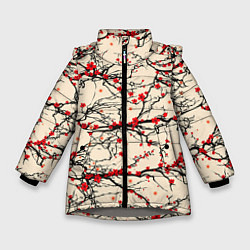 Куртка зимняя для девочки Sakura flowers, цвет: 3D-светло-серый