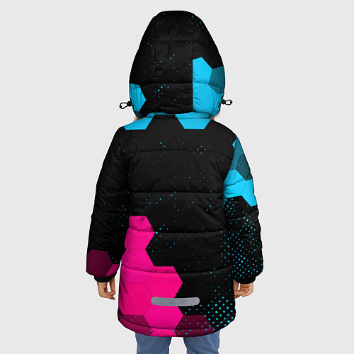 Зимняя куртка для девочки ARC Raiders - neon gradient: надпись, символ / 3D-Черный – фото 4