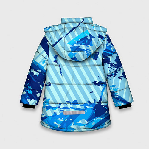 Зимняя куртка для девочки Синие линии / 3D-Светло-серый – фото 2
