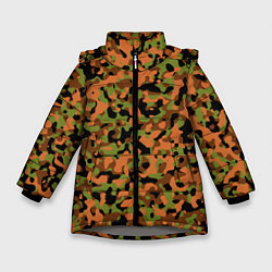 Куртка зимняя для девочки Камуфляж осенний лес мелкий, цвет: 3D-светло-серый