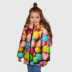 Куртка зимняя для девочки Много ярких конфет, цвет: 3D-черный — фото 2