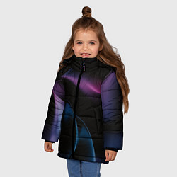 Куртка зимняя для девочки Абстрактные фиолетовые волны, цвет: 3D-красный — фото 2