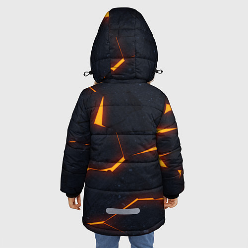 Зимняя куртка для девочки Неоновые плиты в разломе / 3D-Черный – фото 4