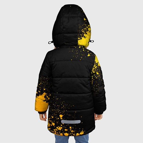 Зимняя куртка для девочки Suzuki - gold gradient: надпись, символ / 3D-Черный – фото 4