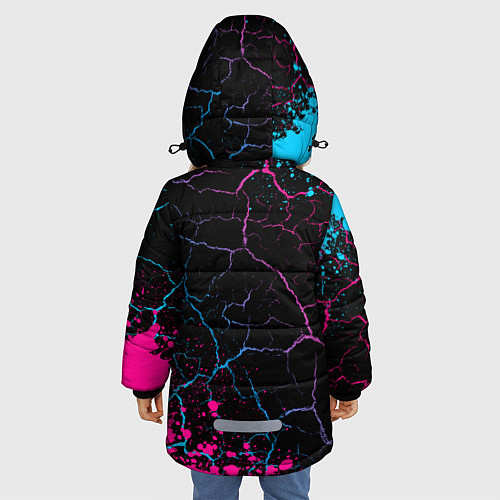 Зимняя куртка для девочки Barcelona - neon gradient: надпись, символ / 3D-Черный – фото 4