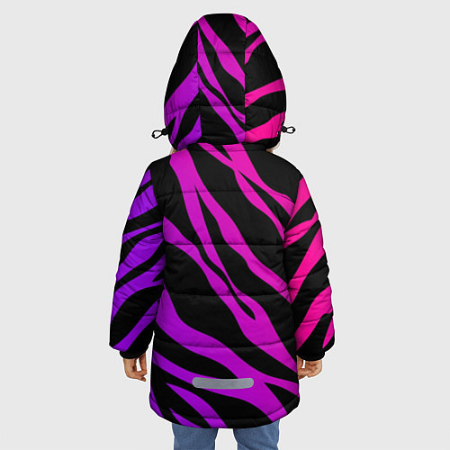 Зимняя куртка для девочки Неоновый паттерн линии / 3D-Черный – фото 4