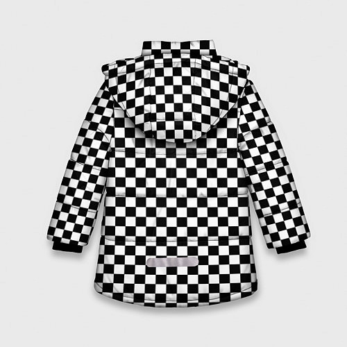 Зимняя куртка для девочки Шахматное пано / 3D-Светло-серый – фото 2