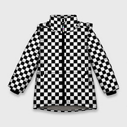 Куртка зимняя для девочки Шахматное пано, цвет: 3D-светло-серый