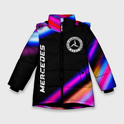 Куртка зимняя для девочки Mercedes speed lights, цвет: 3D-черный