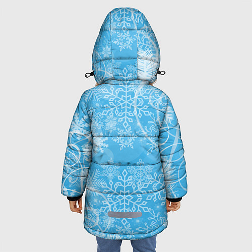 Зимняя куртка для девочки Морозный узор на голубом стекле / 3D-Черный – фото 4