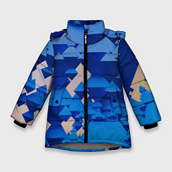 Зимняя куртка для девочки Абстрактные синие тетраэдры