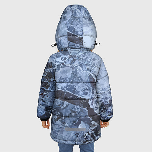 Зимняя куртка для девочки Лёд - зимняя текстура / 3D-Черный – фото 4