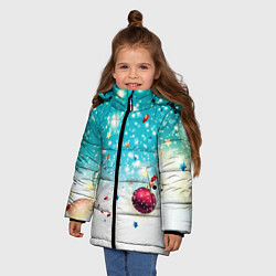 Куртка зимняя для девочки Шарики новогодние, цвет: 3D-черный — фото 2