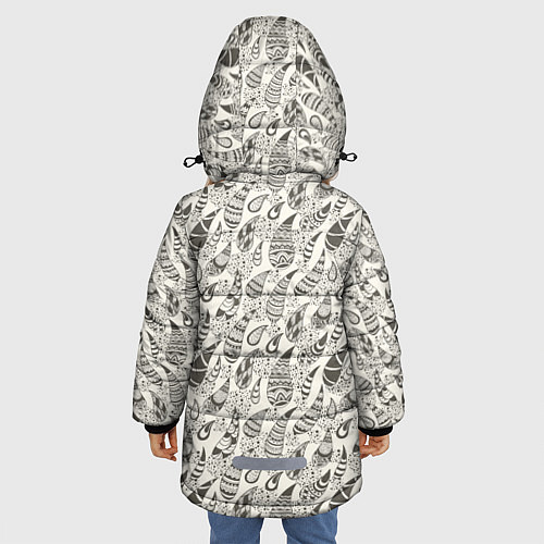 Зимняя куртка для девочки Капля с этноузором / 3D-Черный – фото 4