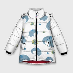 Куртка зимняя для девочки Слоник с одуванчиком, цвет: 3D-красный