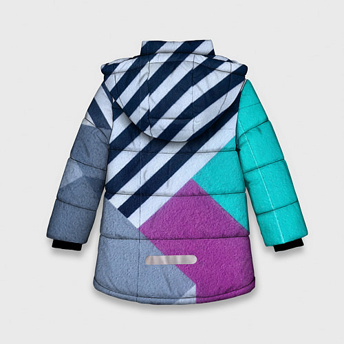 Зимняя куртка для девочки Разнообразные абстрактные паттерны / 3D-Светло-серый – фото 2