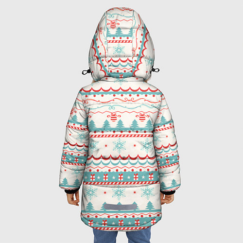 Зимняя куртка для девочки Новогодний свитер, но без оленей / 3D-Черный – фото 4