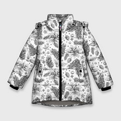 Куртка зимняя для девочки Новогодние шишки, цвет: 3D-светло-серый