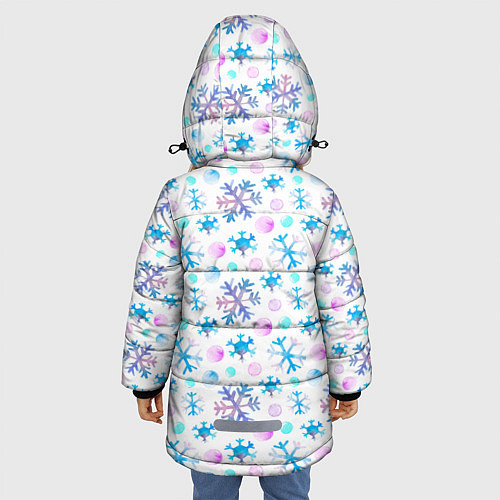 Зимняя куртка для девочки Снежинки - новый год / 3D-Черный – фото 4