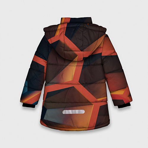 Зимняя куртка для девочки Абстрактные шестигранные фигуры / 3D-Светло-серый – фото 2