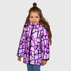 Куртка зимняя для девочки Абстрактная мозаика - паттерн, цвет: 3D-красный — фото 2