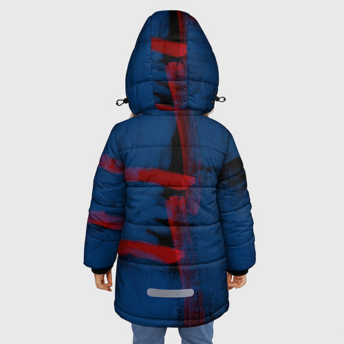 Зимняя куртка для девочки Абстрактный сине-красный / 3D-Черный – фото 4
