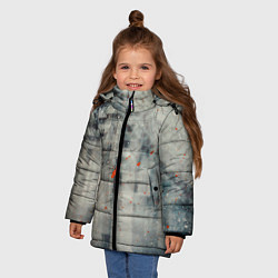 Куртка зимняя для девочки Серый туман и оранжевые краски, цвет: 3D-красный — фото 2