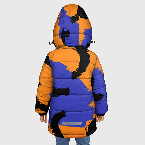 Зимняя куртка для девочки Абстрактные крупные полосы / 3D-Черный – фото 4