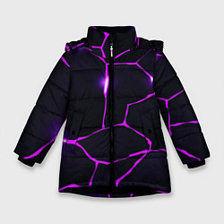 Зимняя куртка для девочки Фиолетовые неоновые трещины