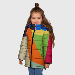 Куртка зимняя для девочки Геометрические разноцветные фигyры, цвет: 3D-светло-серый — фото 2