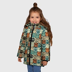 Куртка зимняя для девочки Peace symbol pattern, цвет: 3D-светло-серый — фото 2