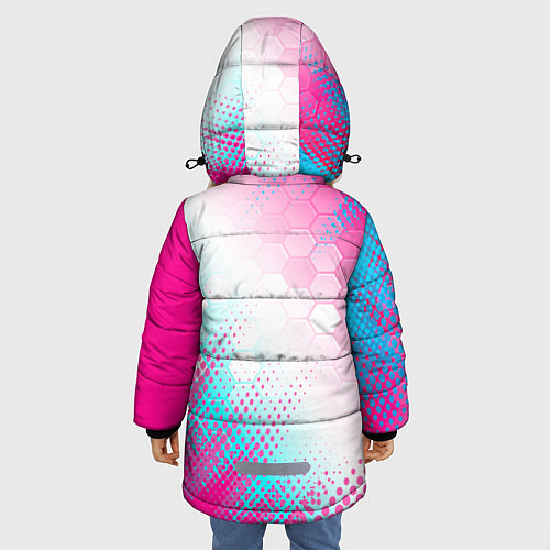 Зимняя куртка для девочки BMW neon gradient style: надпись, символ / 3D-Черный – фото 4